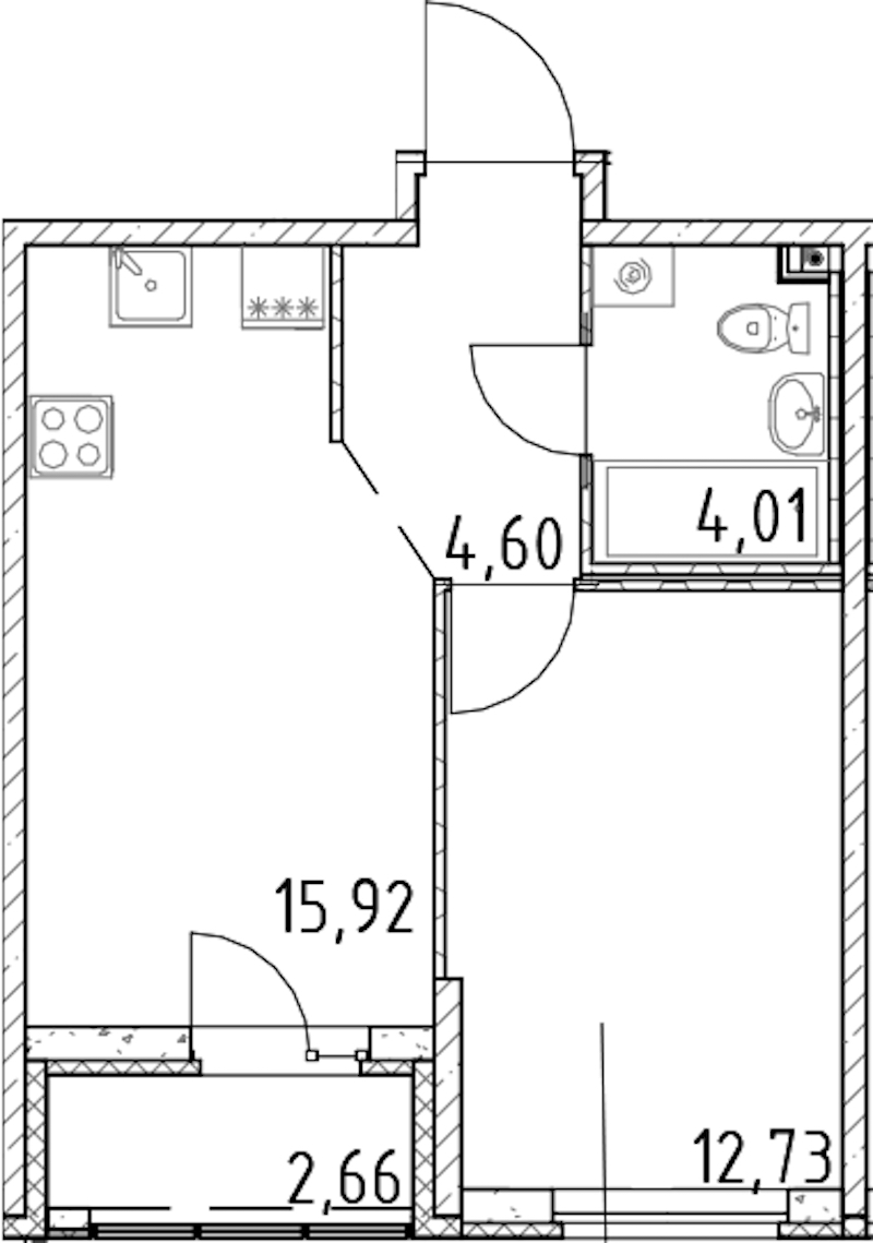 1-комнатная квартира 37.26 м², 17/23 эт., ЖК «Город Первых»